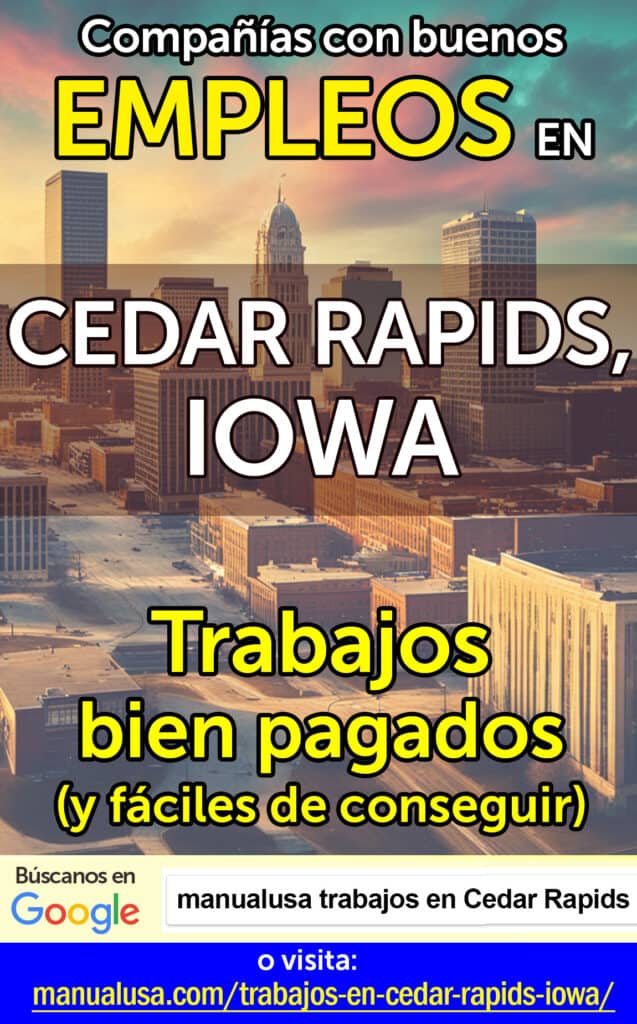 trabajos Cedar Rapids Iowa infographic